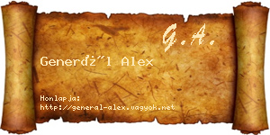 Generál Alex névjegykártya